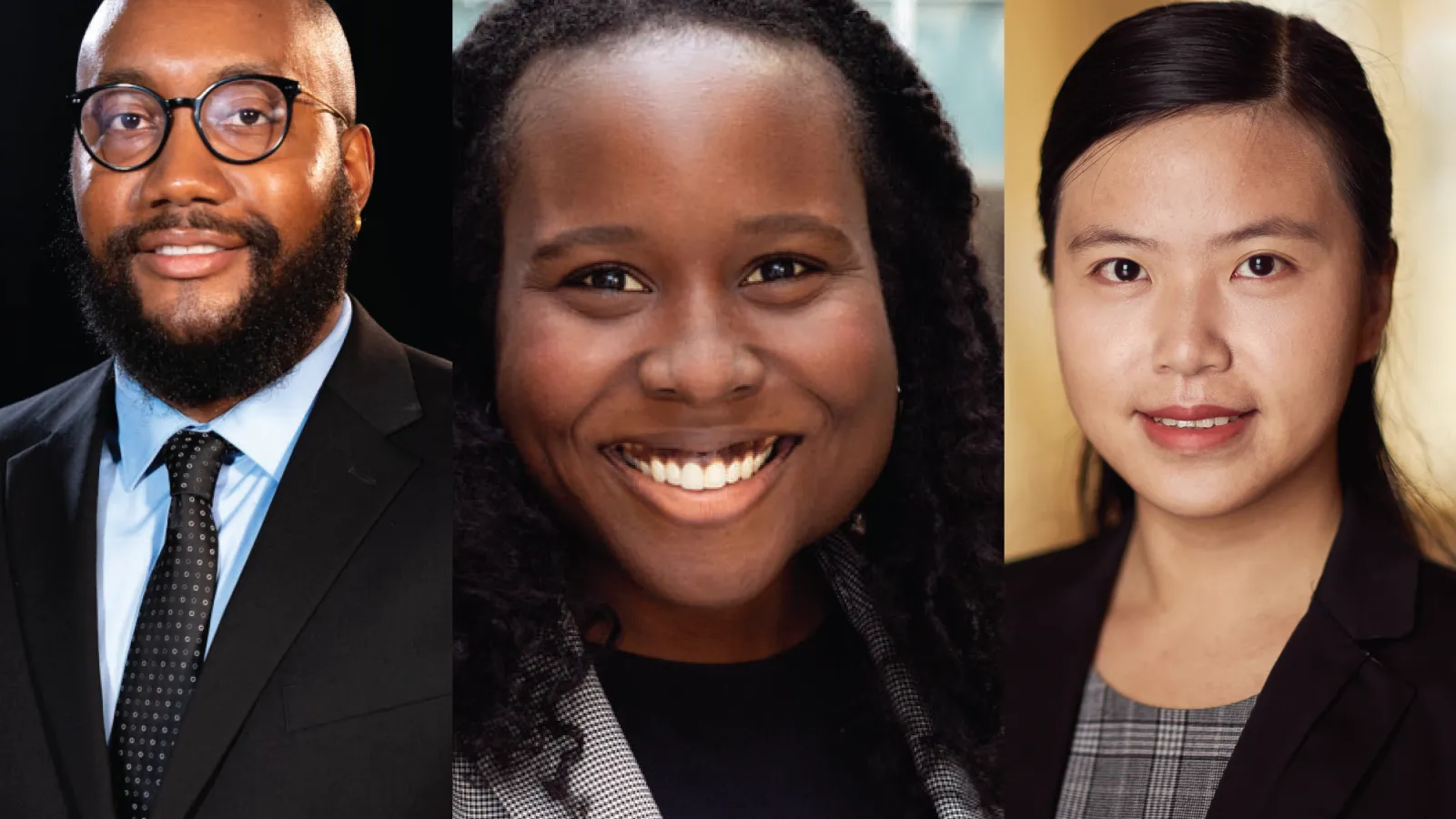 Headshots of Brandon Alston, Chinyere Agbai, and Fangqi Wen