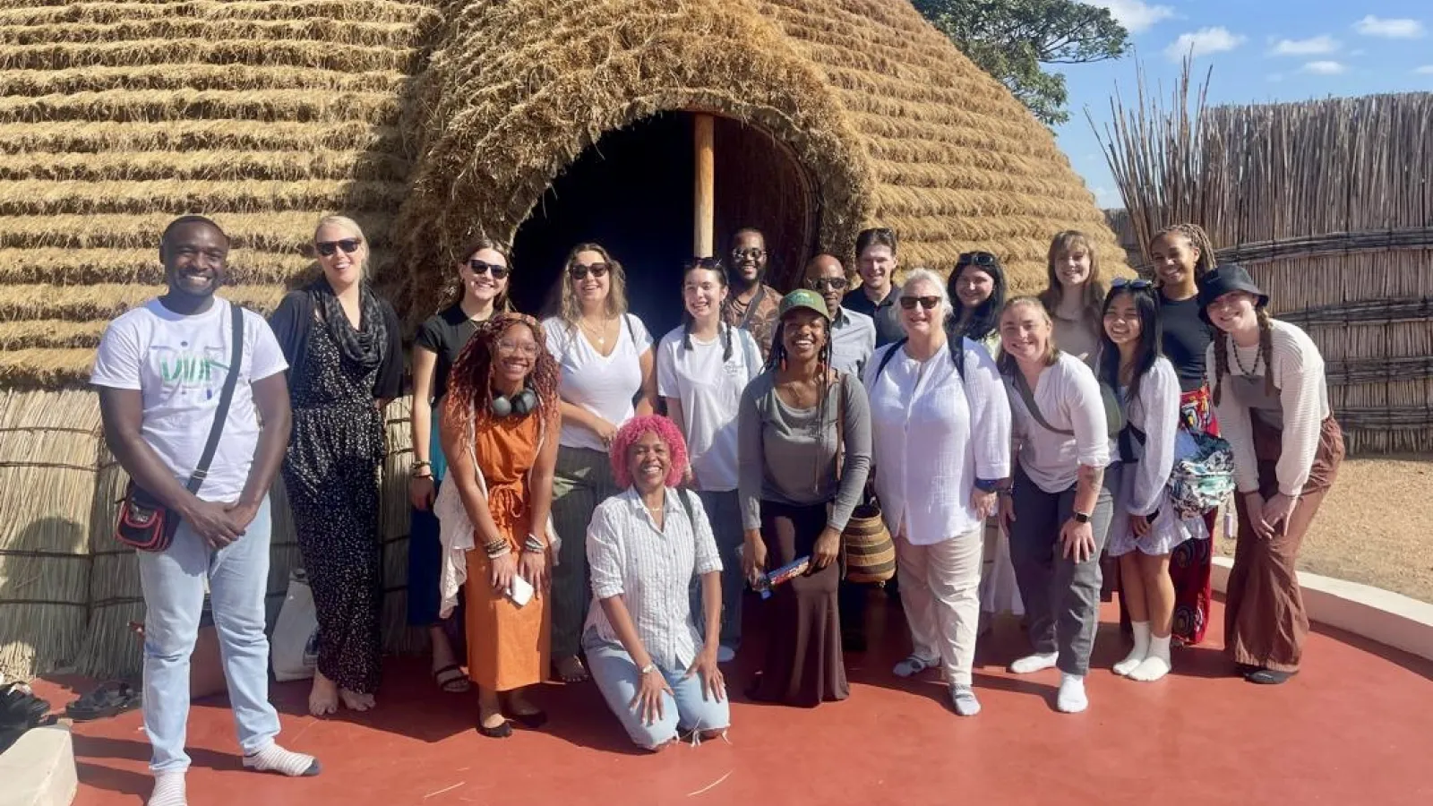 Group of study abroad students and faculty member, Hollie Nyseth Nzitatira, in Rwanda
