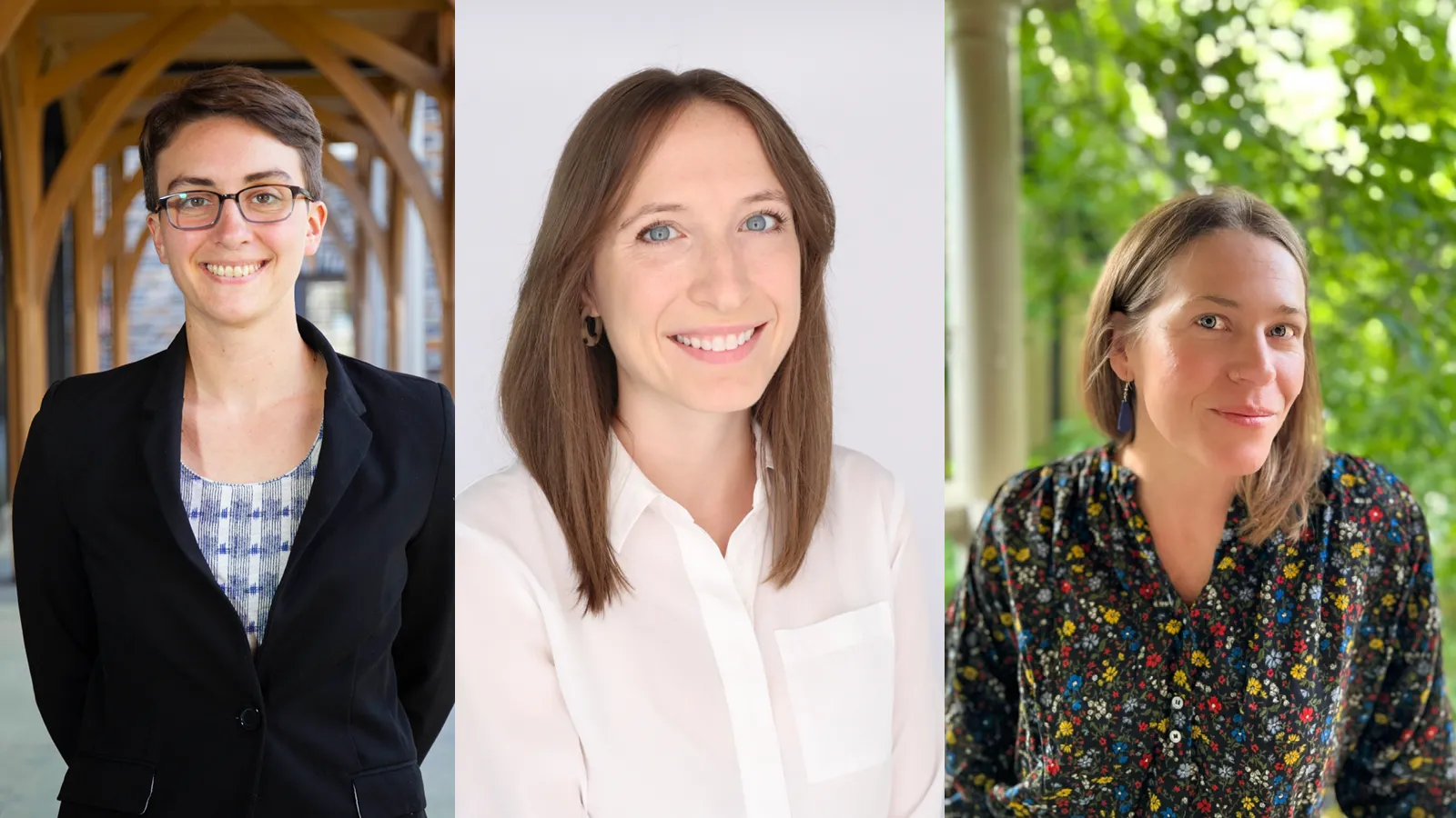 Headshots of Aidan Combs, Emily Ekl, and Bethany Everett