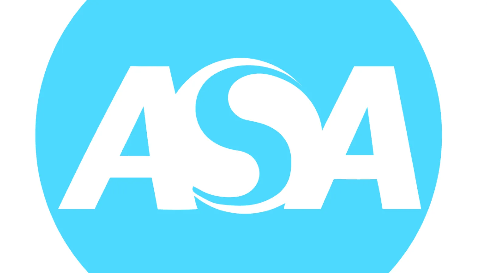 Logo, blue circle with the letters "A", "S", and "A" in white